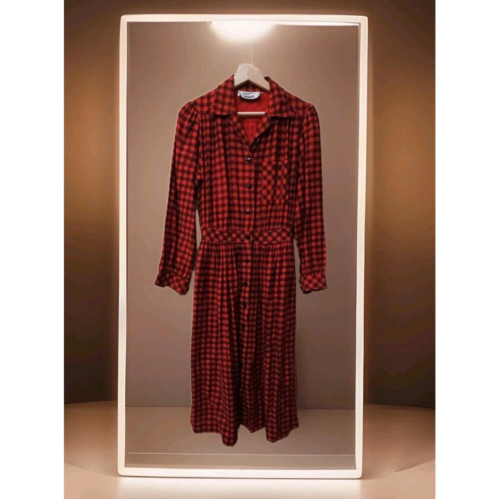 Vtg 80’s S.G. Gilbert I.magnin Plaid Button Cotton Shirt Dress Size 6
